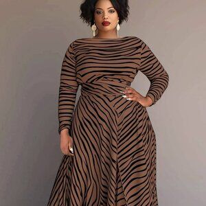 New Zebra-print Side Slit Maxi dress 2XL